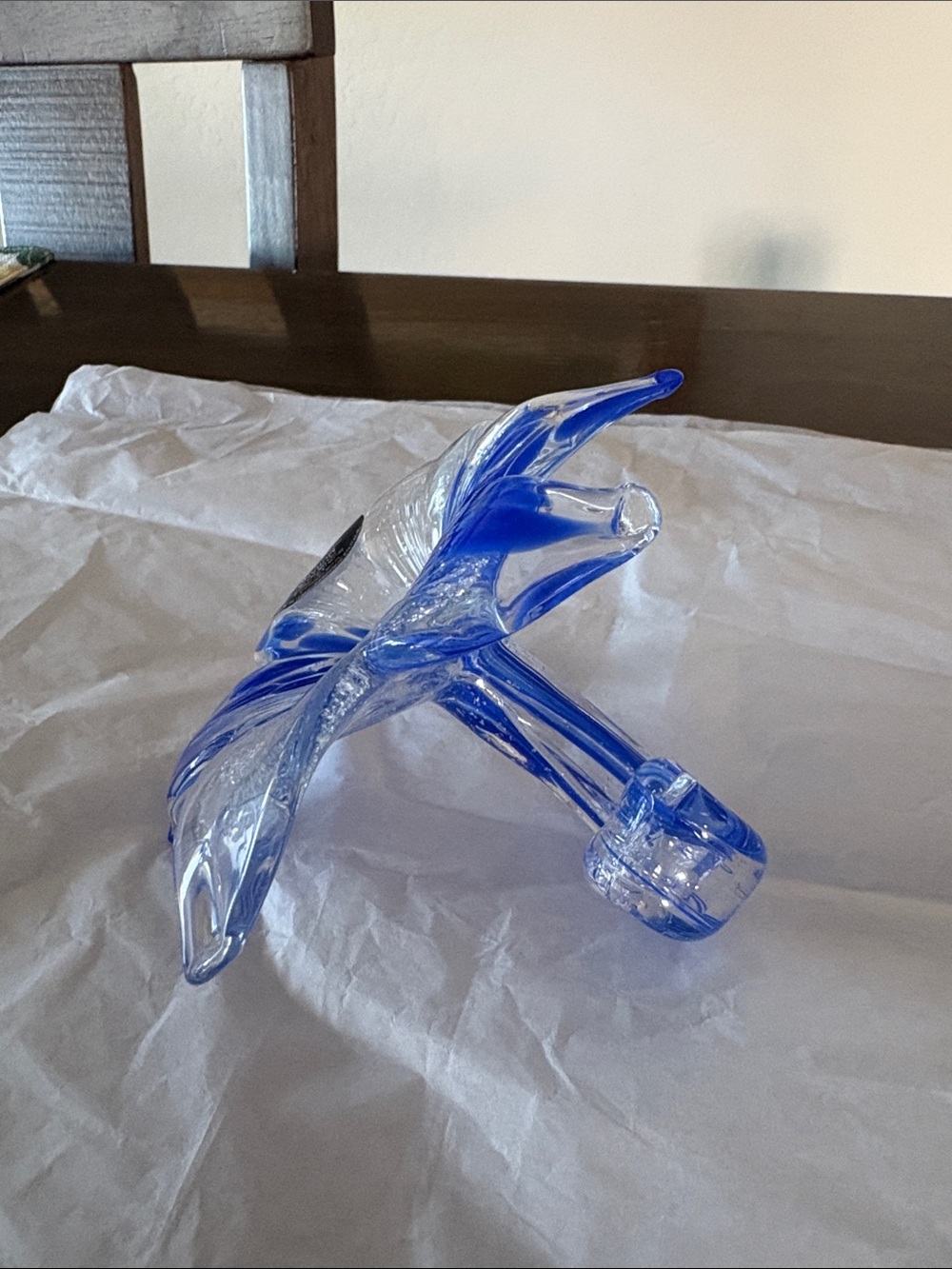 - Italian Murano Art Glass Blue Clear silver
 Colors Pedals 6 pedals Handmade - Picture 4 of 7